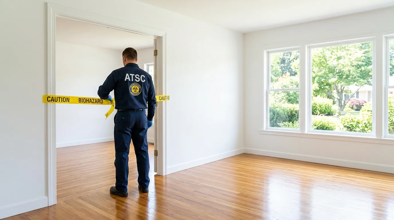 Certified biohazard cleanup crew performing Decomposition Cleanup in Newburg